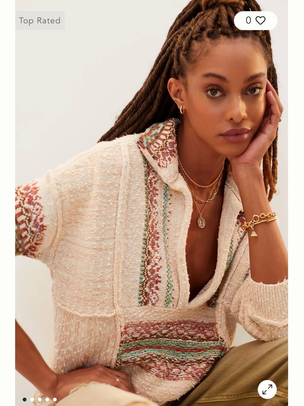 Women’s Pilcro by anthropology coastal pullover size XS in cream multi-colored